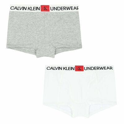Boys White & Grey Boxer Shorts ( 2-Pack )