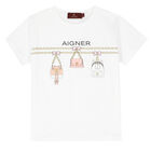 Girls White Logo T-Shirt, 1, hi-res