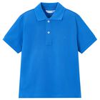 Boys Blue Logo Polo Shirt, 3, hi-res