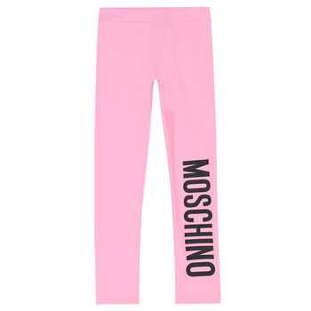 Girls Pink Logo Leggings