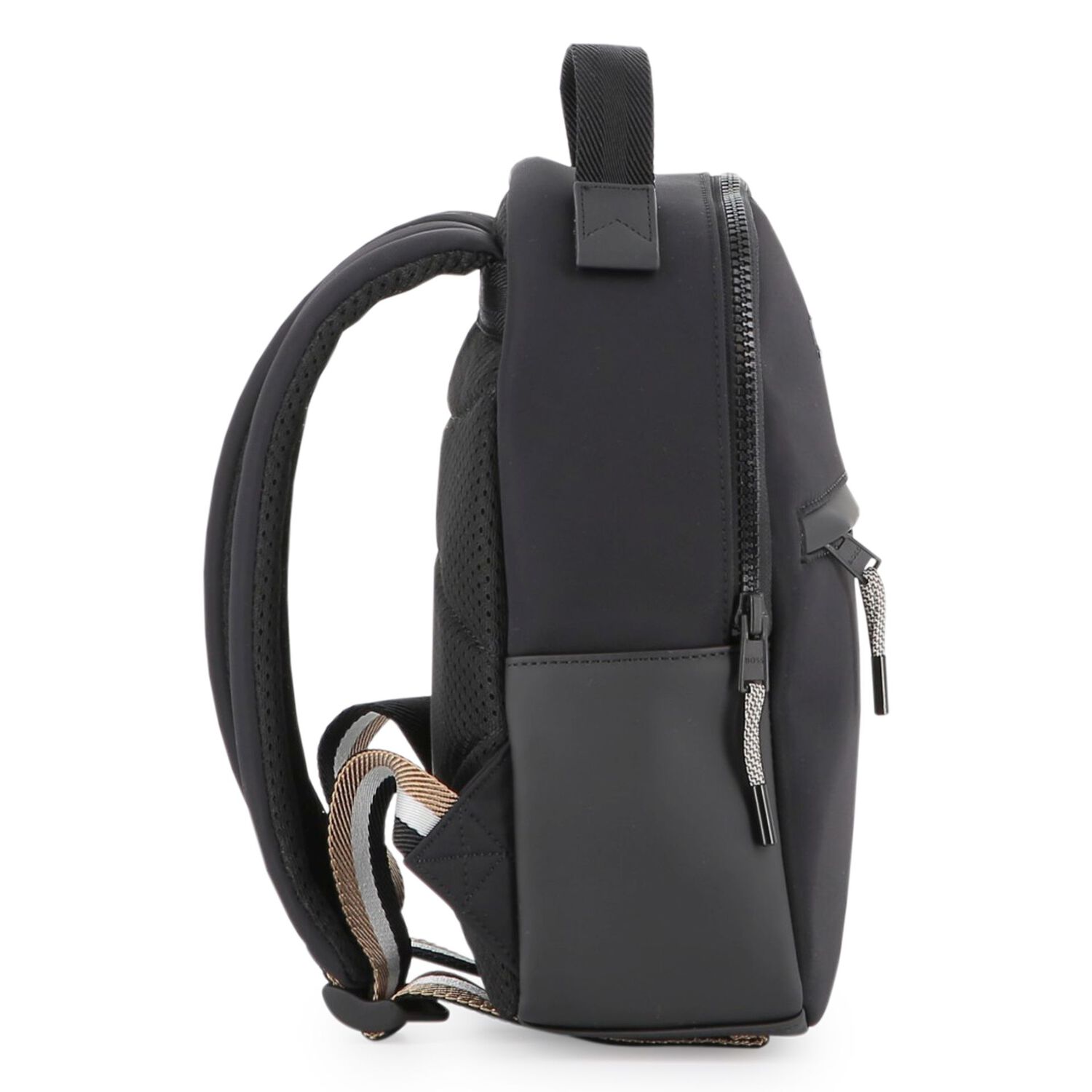 Black Faux Leather Backpack, 1, hi-res