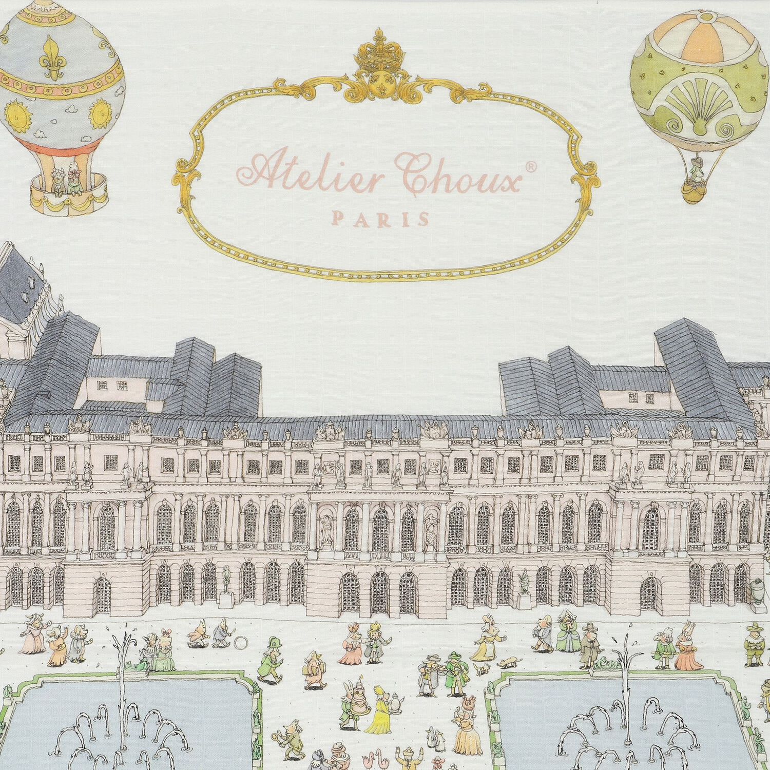 بطانية قماط بطبعة قصر فرساى باللون العاجى للأطفال , 1, hi-res image number null