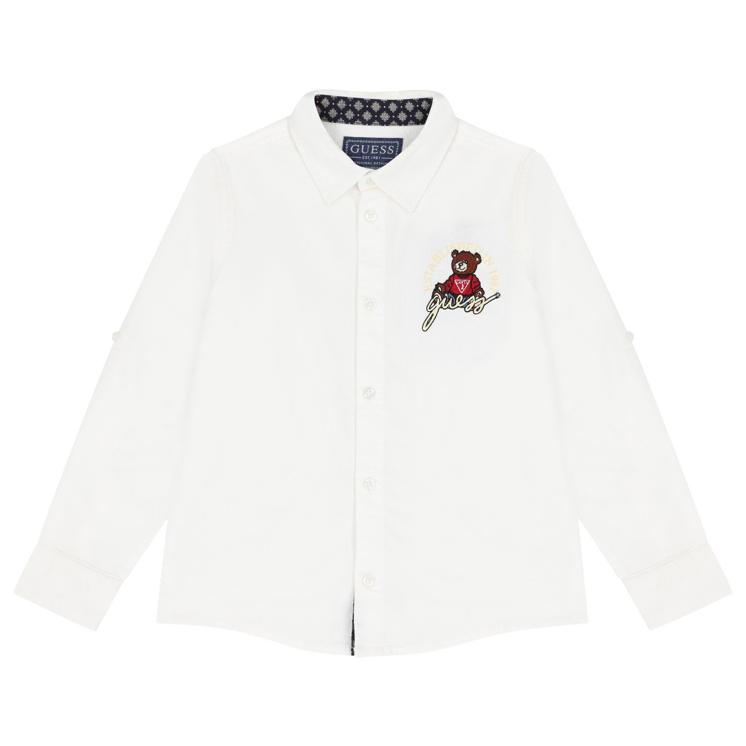 Boys White Teddy Bear Logo Shirt, 1, hi-res image number null