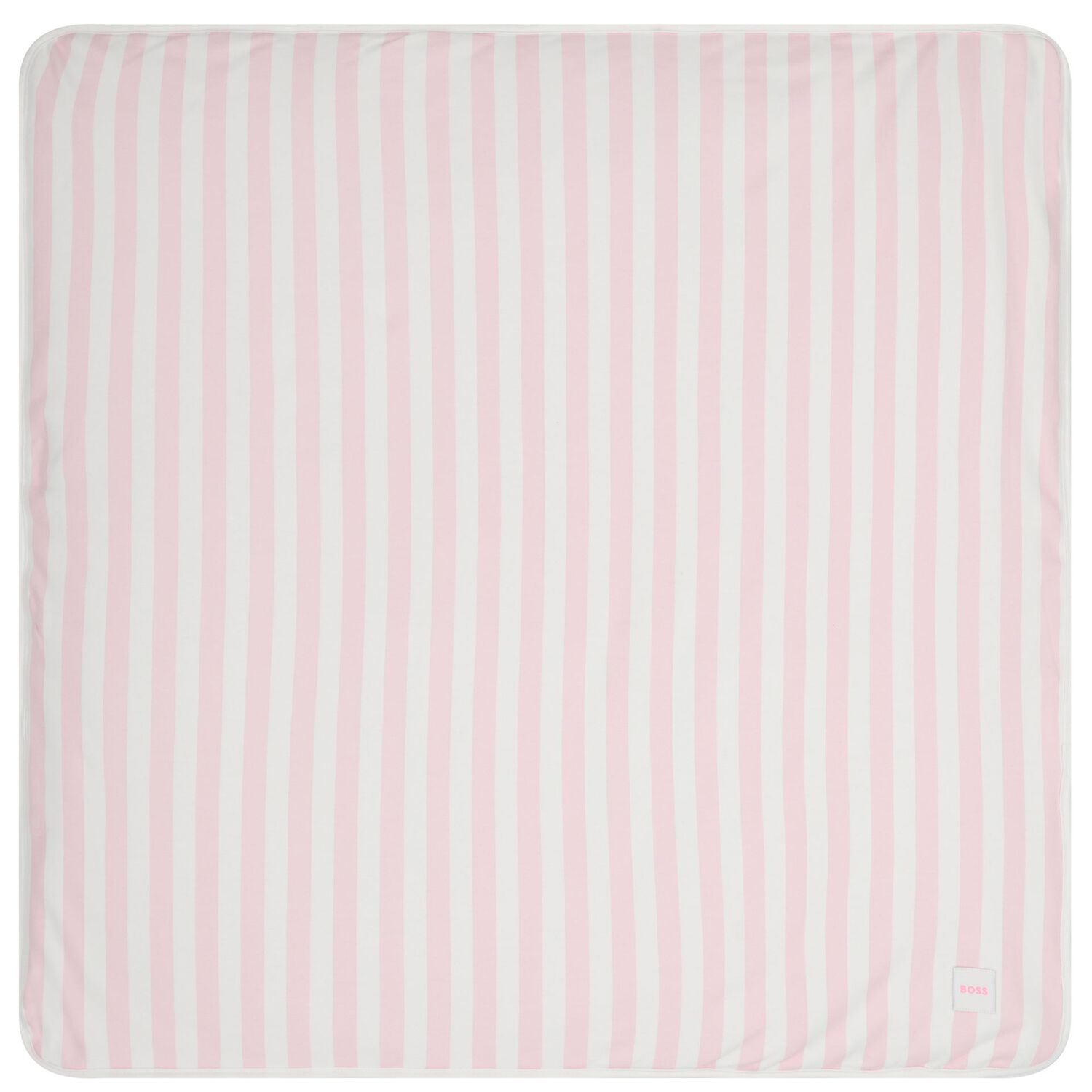 Baby Girls White & Pink Striped Logo Blanket , 2, hi-res