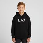 Boys Black Logo Hooded Top, 1, hi-res