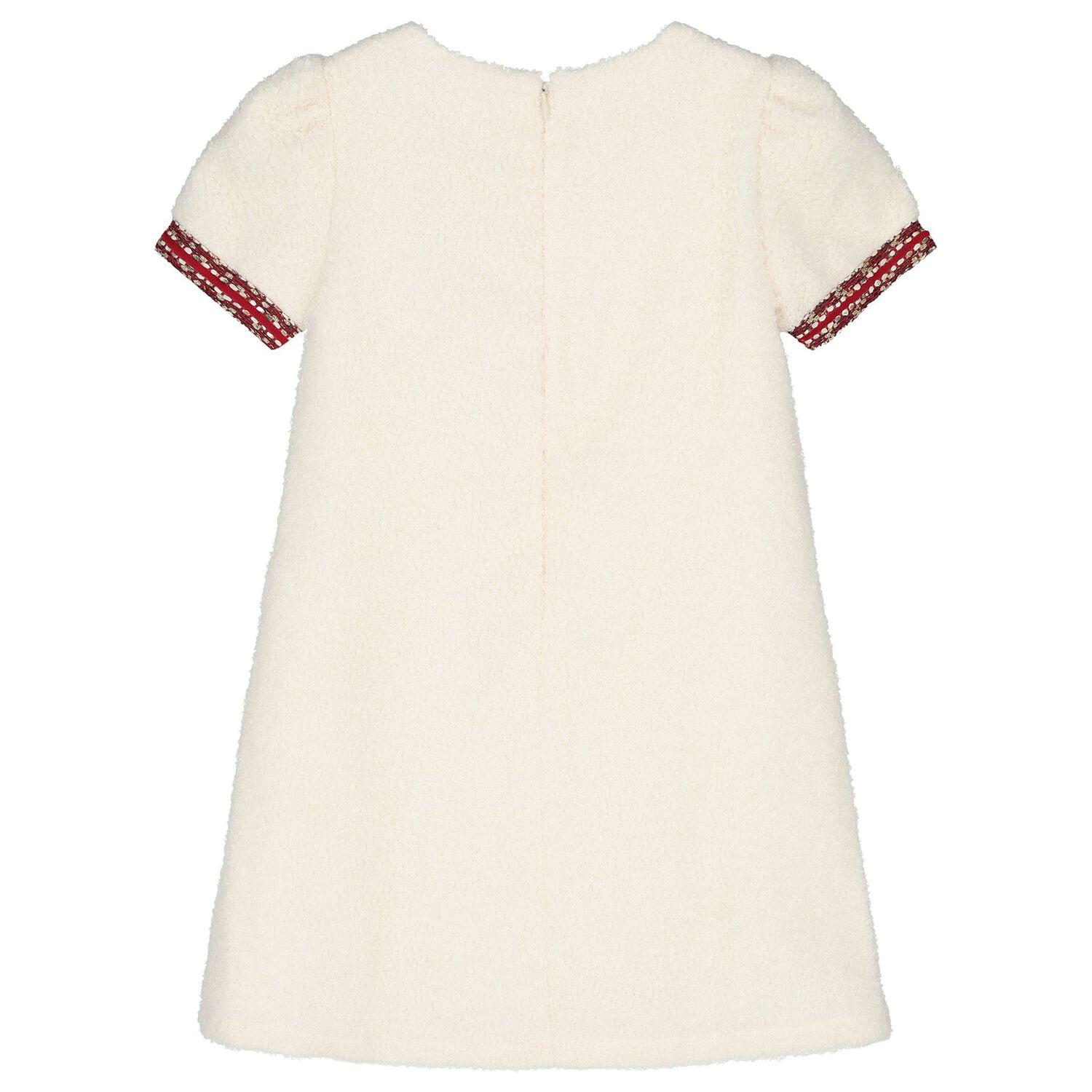Girls Ivory Boucl&eacute; Dress, 1, hi-res