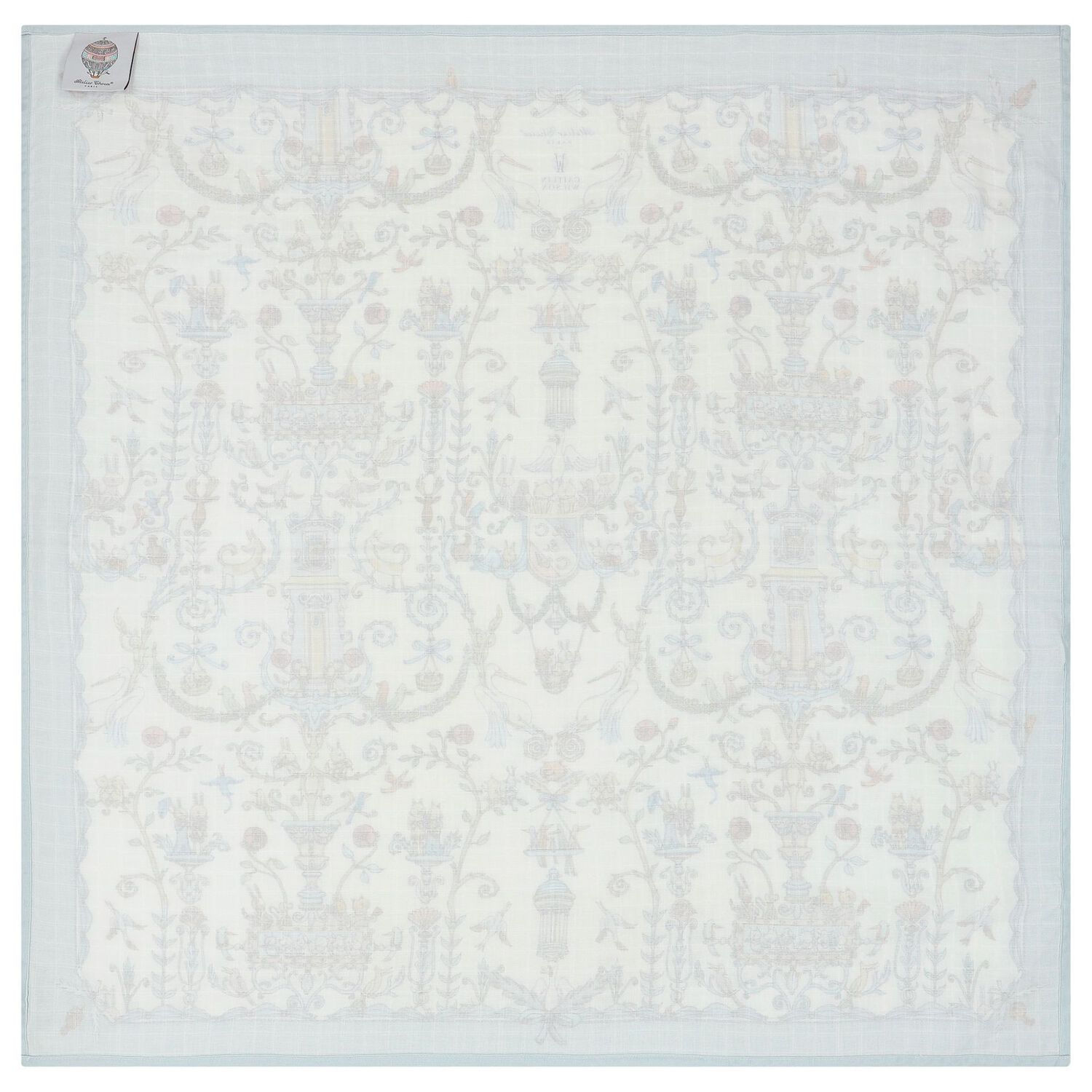 بطانية قماط بطبعة باللون العاجى والأزرق , 1, hi-res