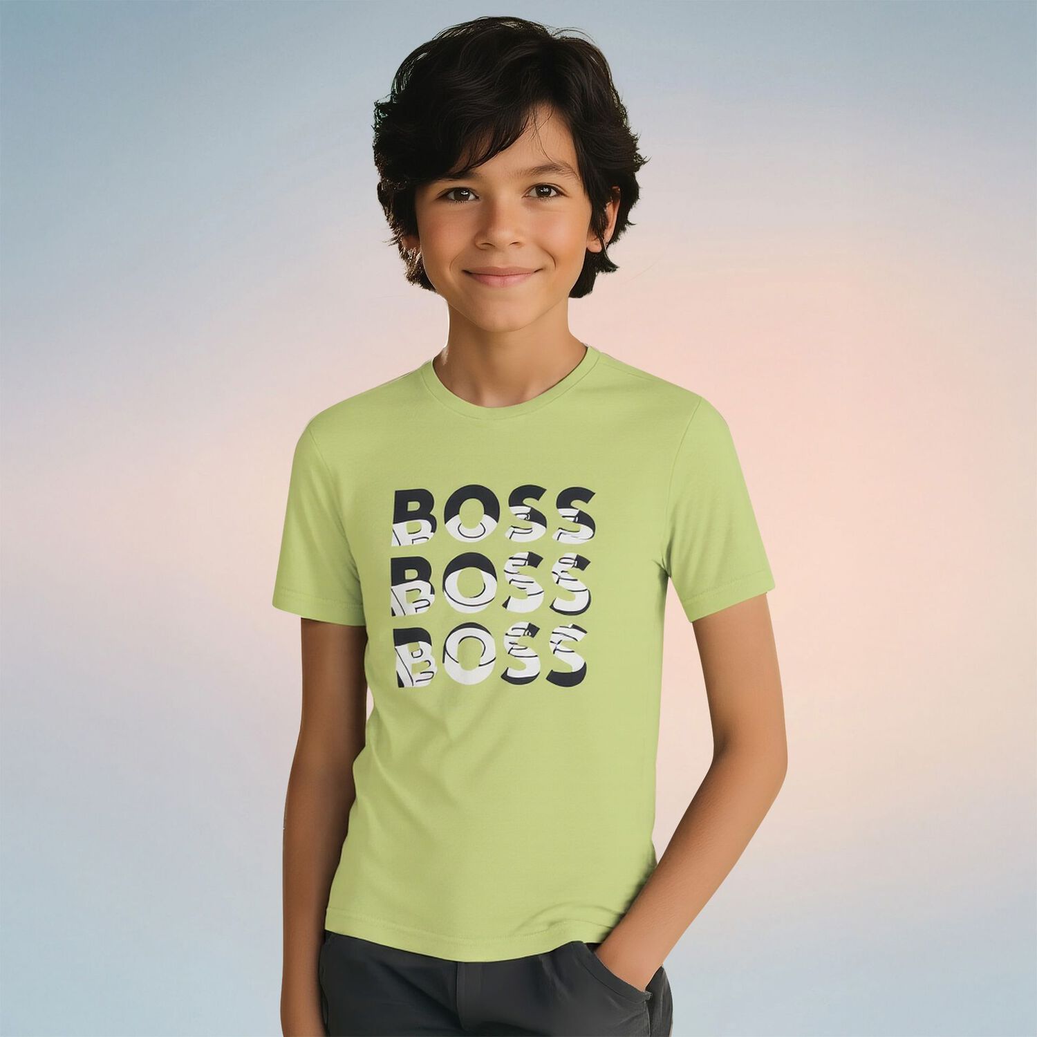 Younger Boys Green Logo T-Shirt, 4, hi-res image number null