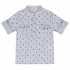 Boys White & Navy Printed Top, 1, hi-res