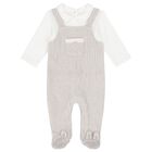 Baby Boys Ivory & Beige Knitted Babygrow Set, 1, hi-res