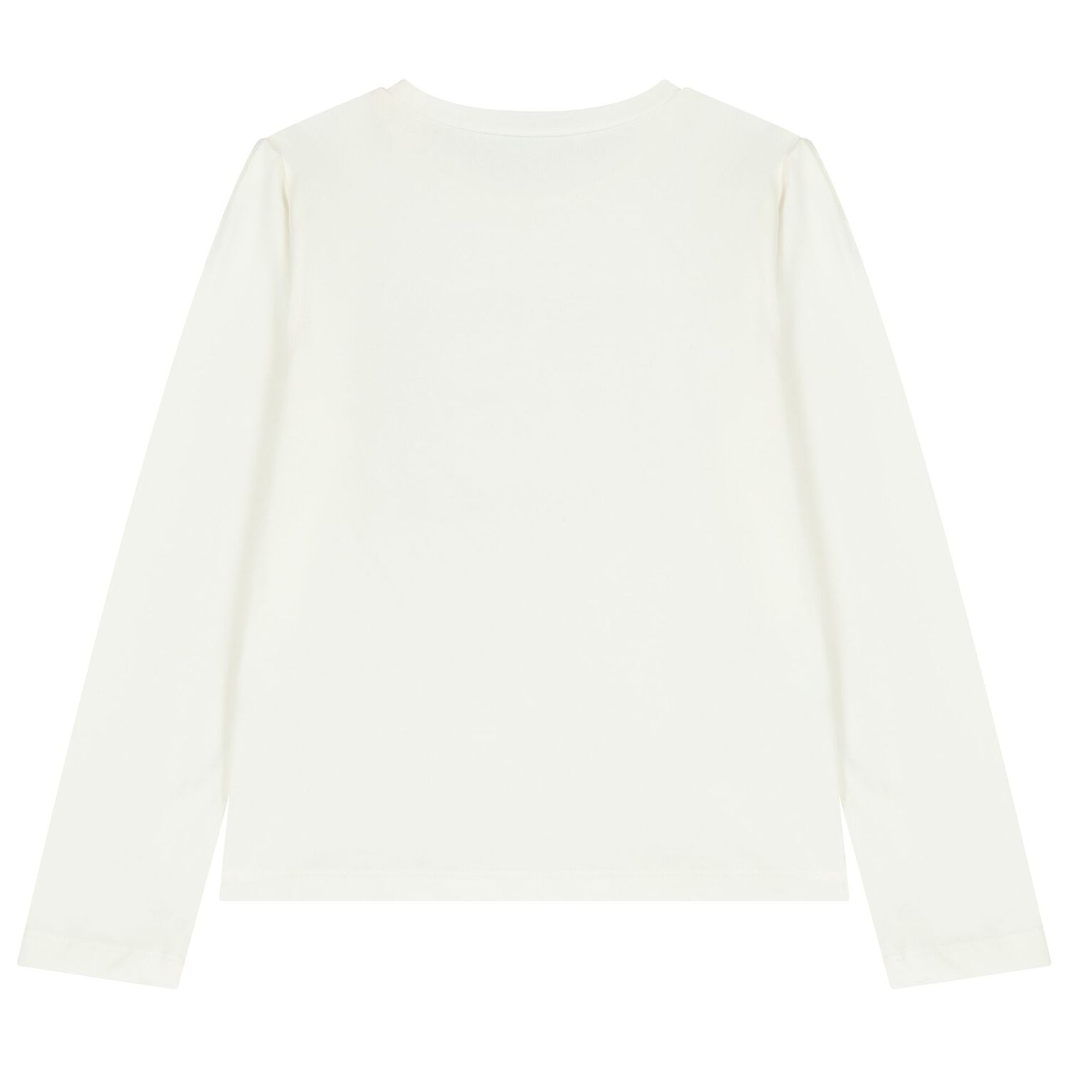 توب بنات بأكمام طويلة مطرز باللون العاجي , 1, hi-res