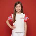 Younger Girls Ivory Logo T-Shirt, 1, hi-res