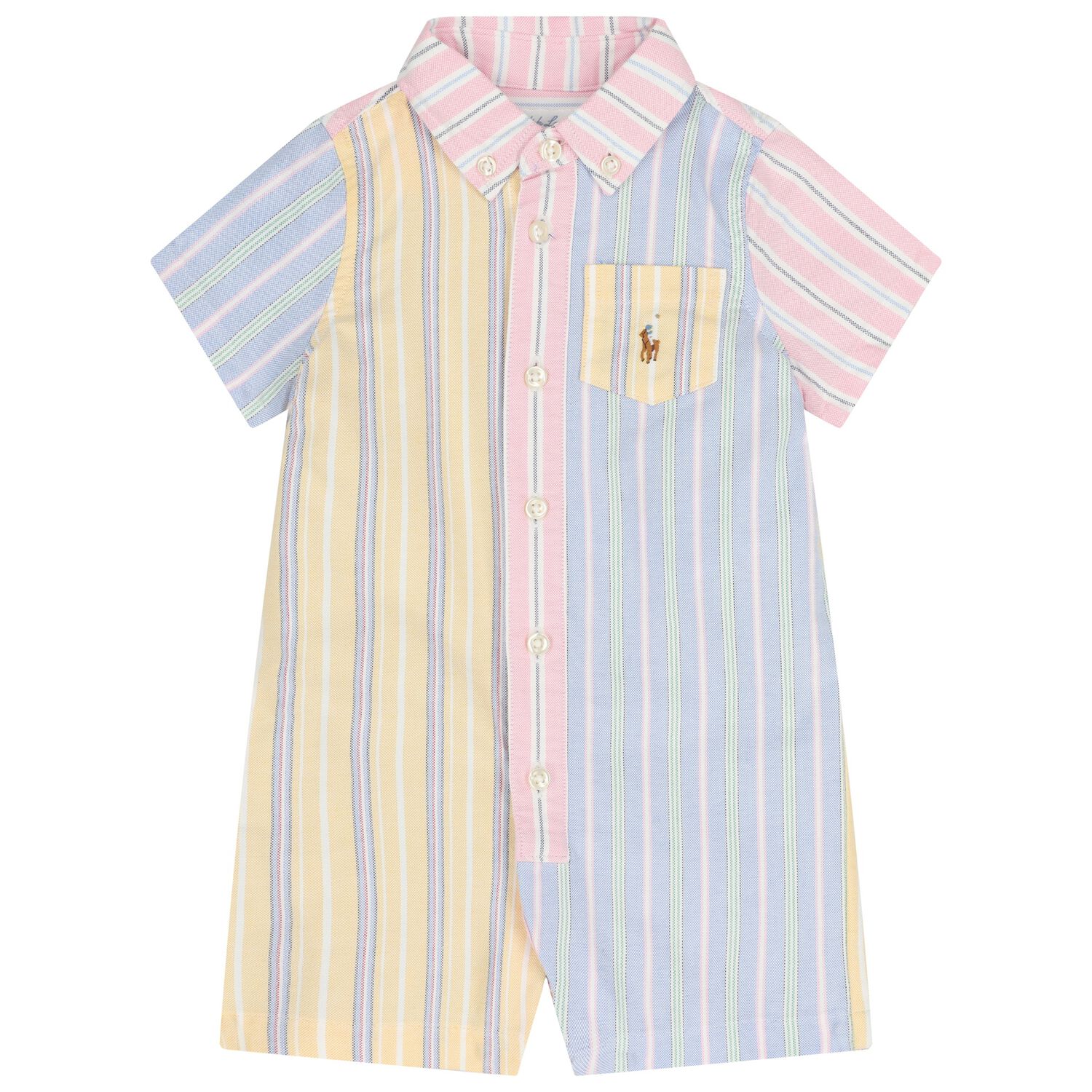 Baby Girls Multi-Coloured Striped Romper, 1, hi-res