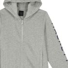 Boys Grey Logo Hooded Zip Up Top, 1, hi-res