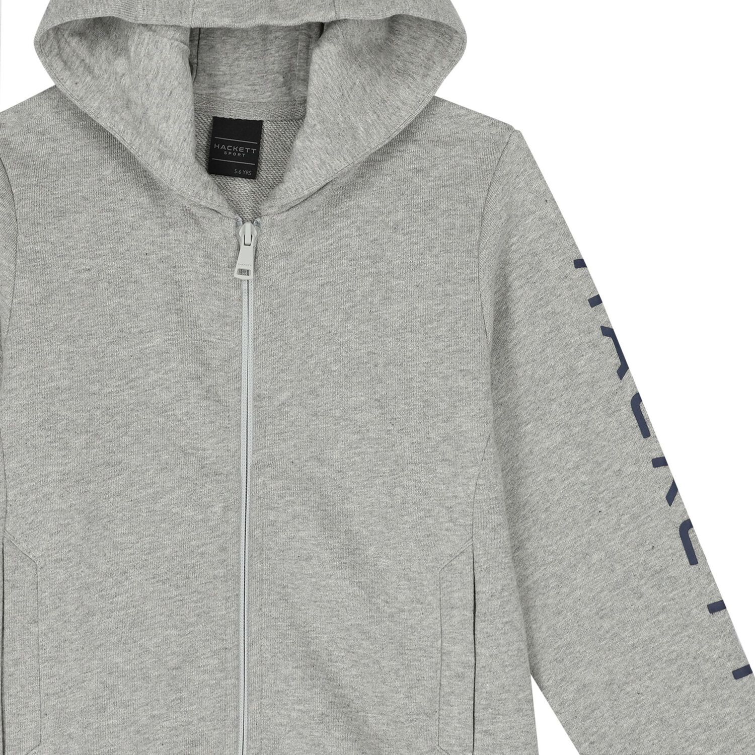 Boys Grey Logo Hooded Zip Up Top, 1, hi-res image number null