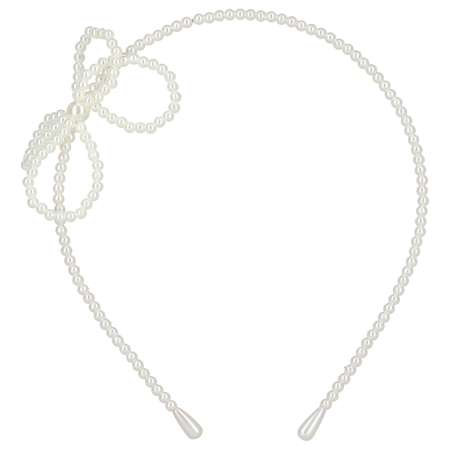 Girls White Pearl Headband, 1, hi-res