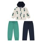Younger Boys Beige Raccoon Tracksuit Set, 2, hi-res