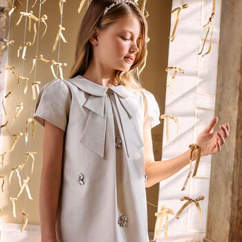 Girls Gold Embellished Gold Dress 