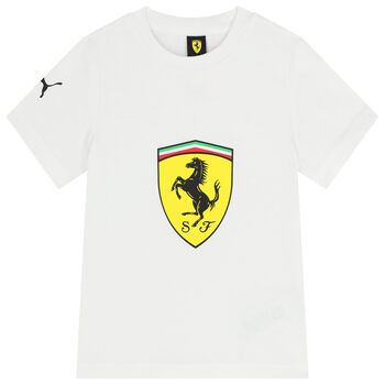 Boys White Ferrari Logo T-Shirt