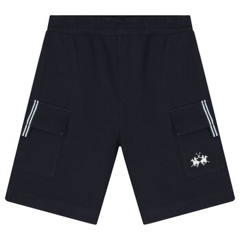 Boys Navy Blue Logo Shorts