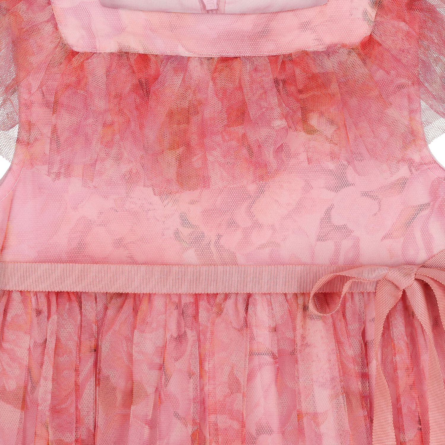 Girls Pink Peony Tulle Dress, 1, hi-res
