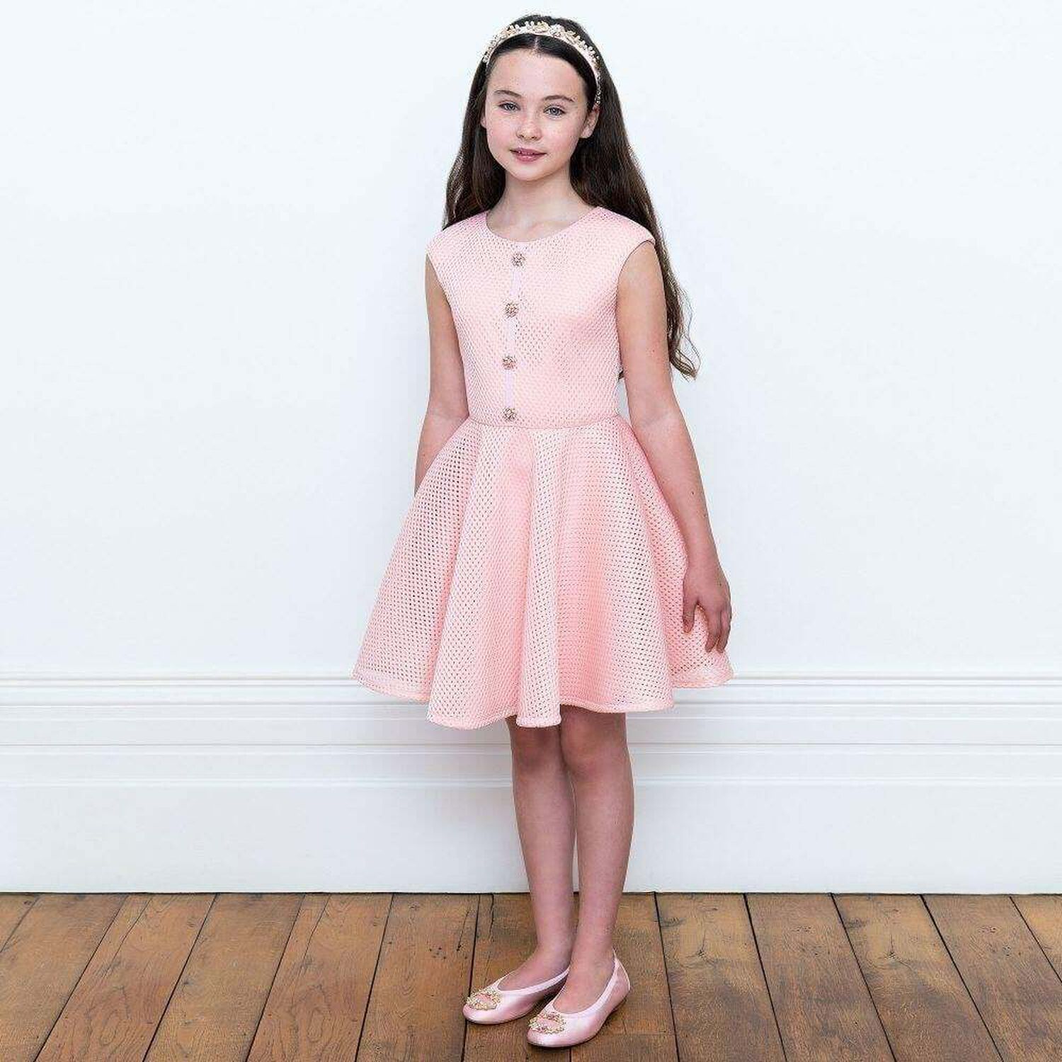 Girls Pink Satin Shoes, 1, hi-res