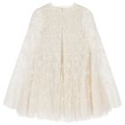 Girls Ivory Bow Lattice Sequin Cape Dress, 1, hi-res