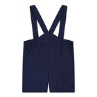 Baby Boys Navy Blue Jacquard Dungaree, 1, hi-res