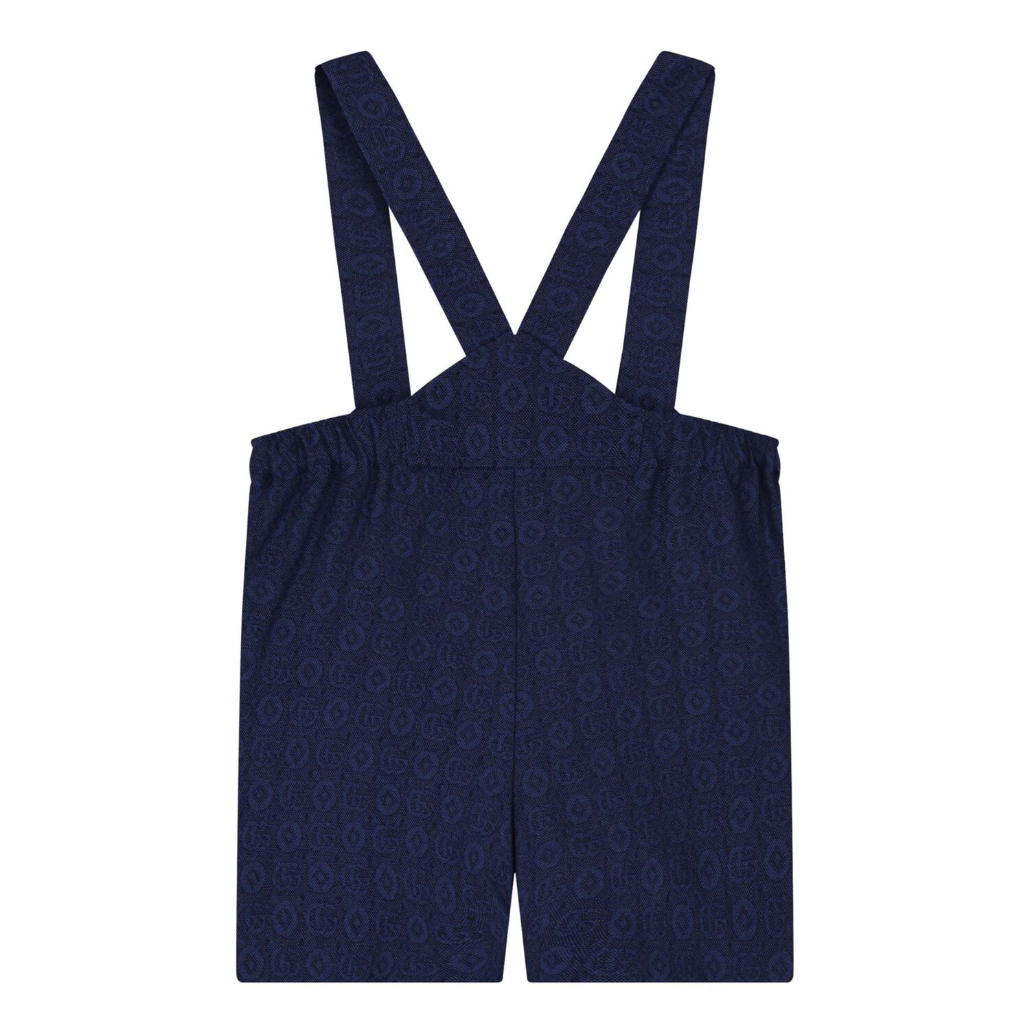 Baby Boys Navy Blue Jacquard Dungaree, 1, hi-res