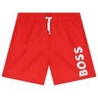 Boys Red Logo Swim Shorts, 4, hi-res