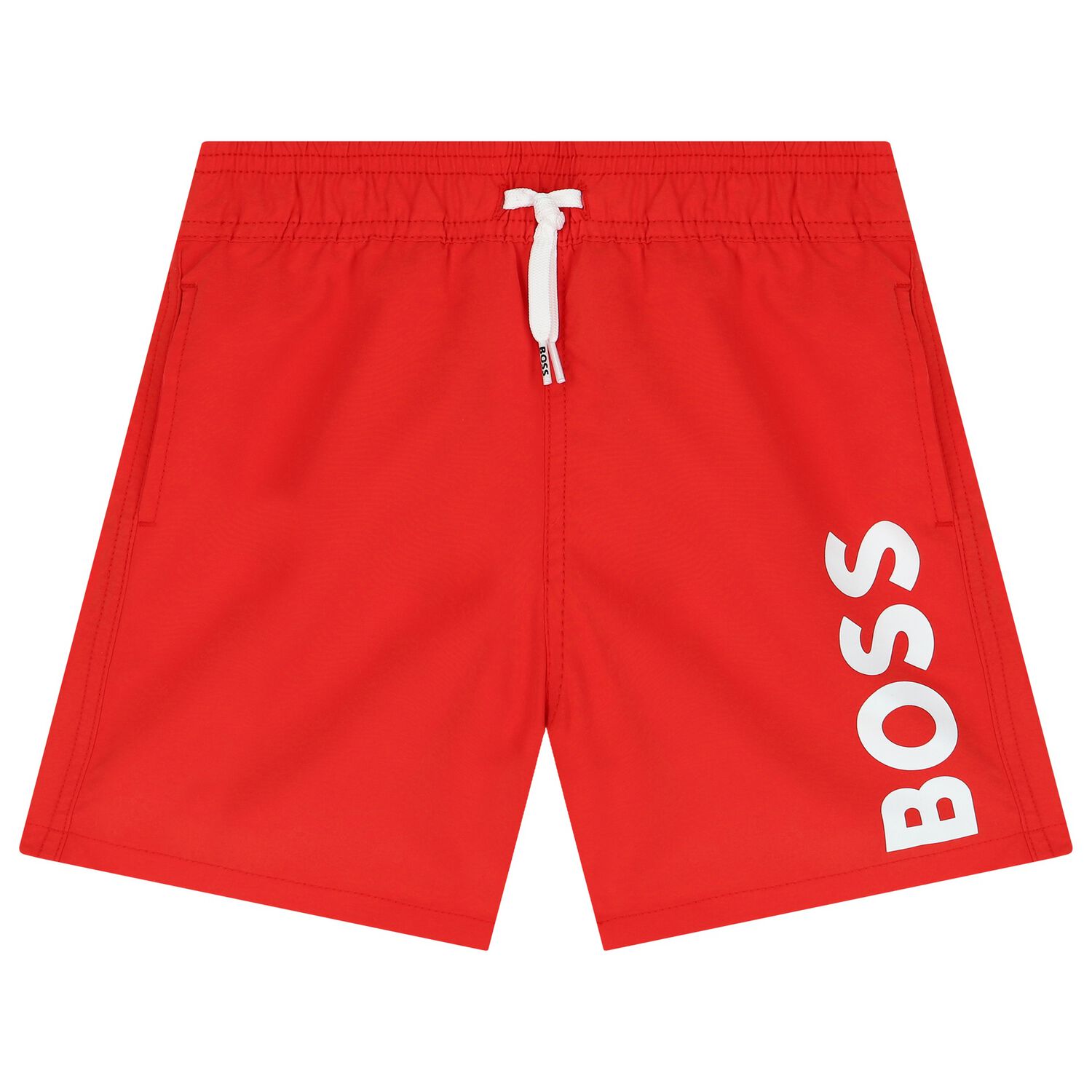 Boys Red Logo Swim Shorts, 4, hi-res image number null