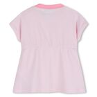 طقم فستان باللون الوردي بشعار للبنات , 1, hi-res