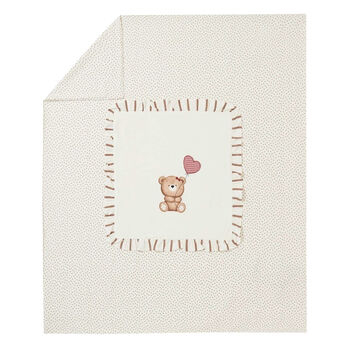 Baby Girls Ivory Teddy Bear Blanket