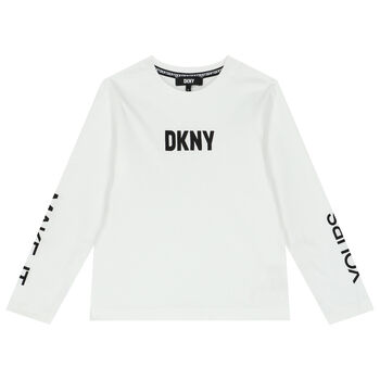 White Logo Long Sleeve Top