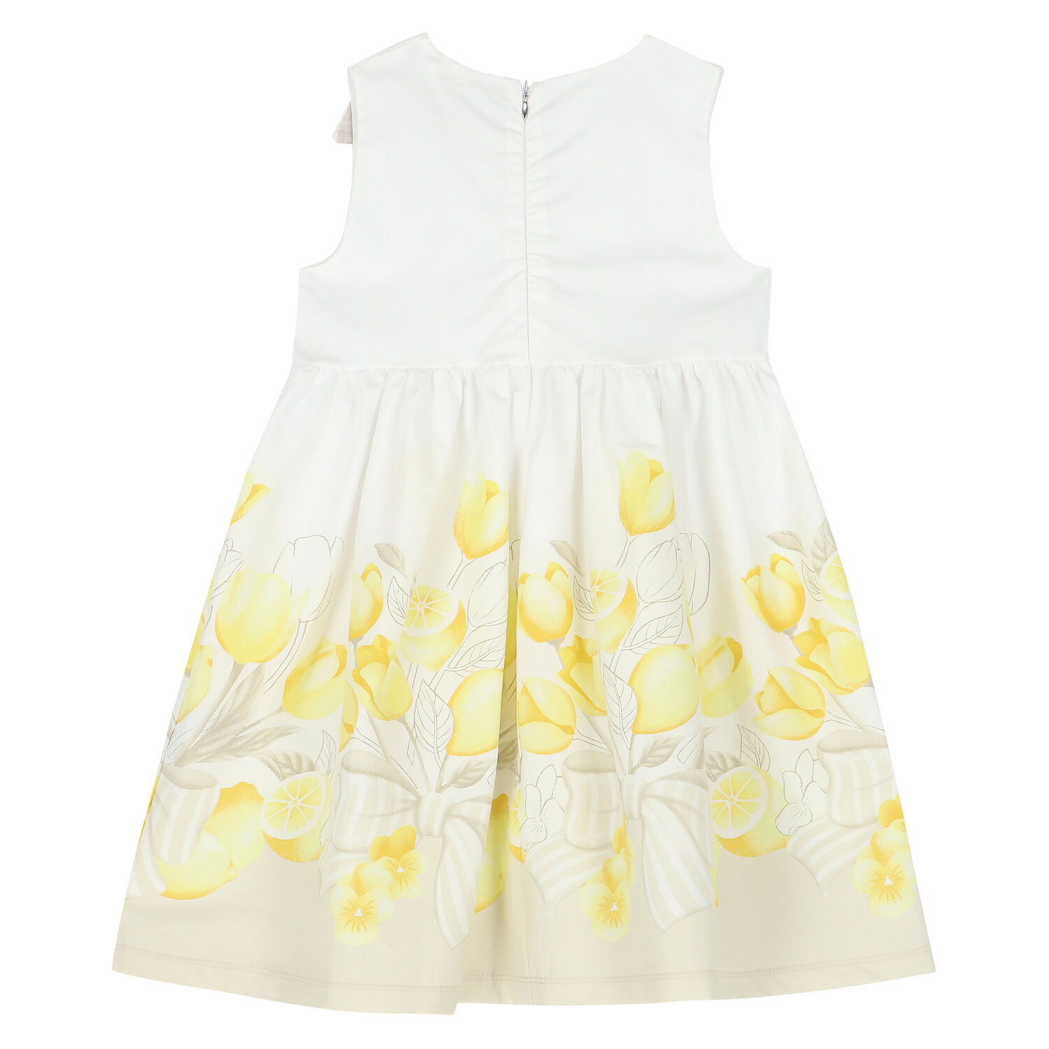 Girls White & Yellow Floral Dress, 1, hi-res image number null