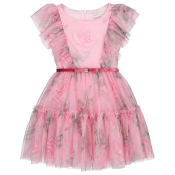Girls Pink Rose Tulle Dress