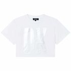 توب بالشعار باللون الاسود والابيض للبنات, 1, hi-res