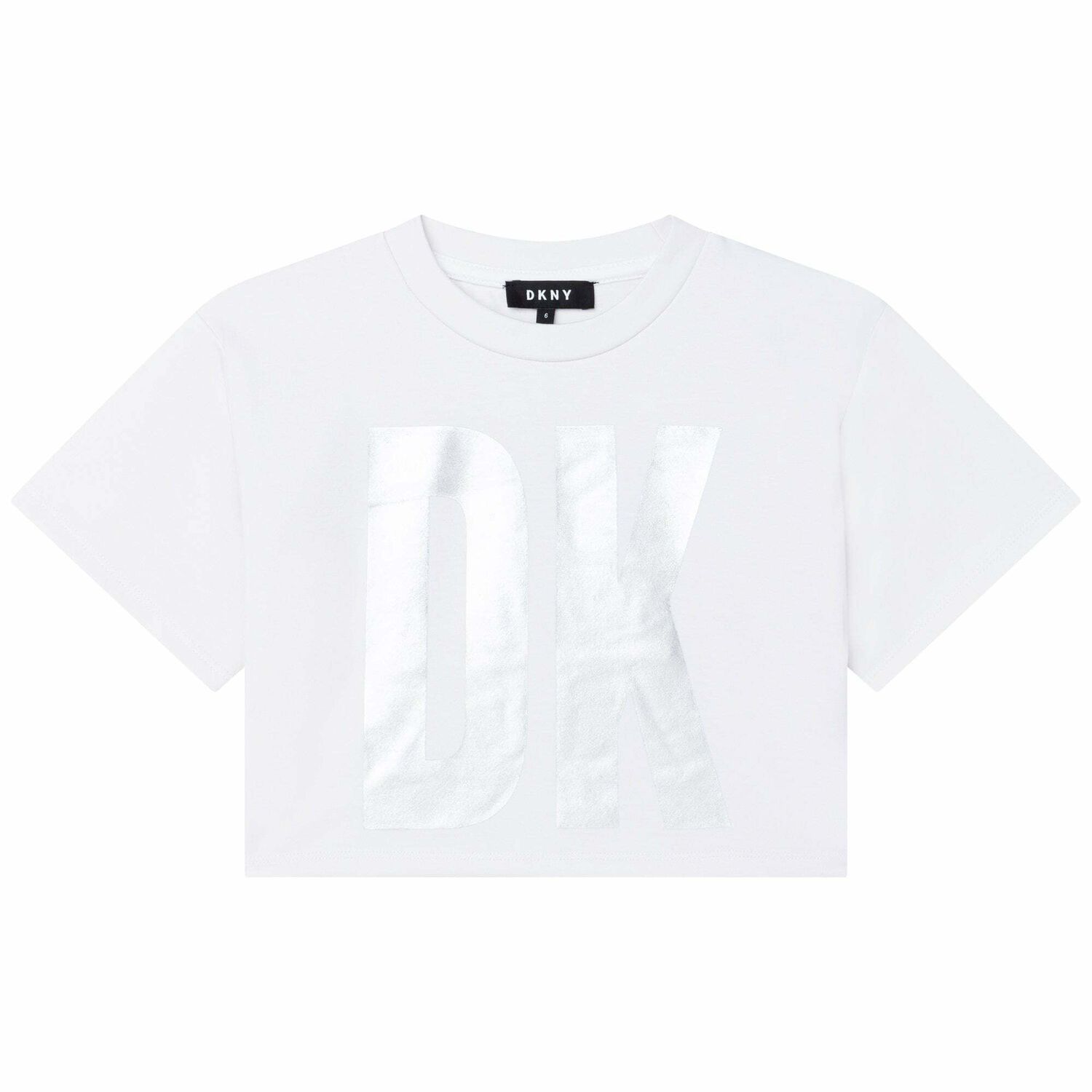 توب بالشعار باللون الاسود والابيض للبنات, 1, hi-res