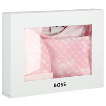 Baby Girls Pink Logo Babygrow Gift Set