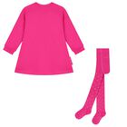 Girls Pink Flower Dress Set, 1, hi-res