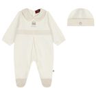 Ivory Teddy Bear Logo Babygrow Set, 1, hi-res