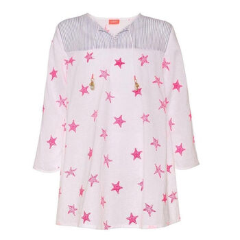 Girls White Starfish Kurta Dress
