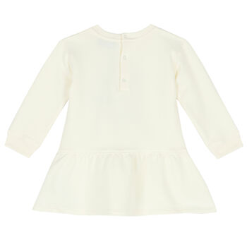 Younger Girls Ivory Teddy Logo Dress