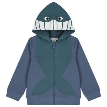 Boys Blue Whale Hooded Zip Up Top