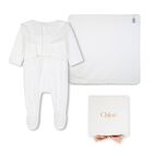Baby Girls White Broderie Anglaise Babygrow Gift Set, 1, hi-res