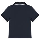 Boys Navy Blue Logo Polo Shirt  , 1, hi-res