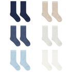 Baby Boys Blue & White Socks (6 Pack), 1, hi-res