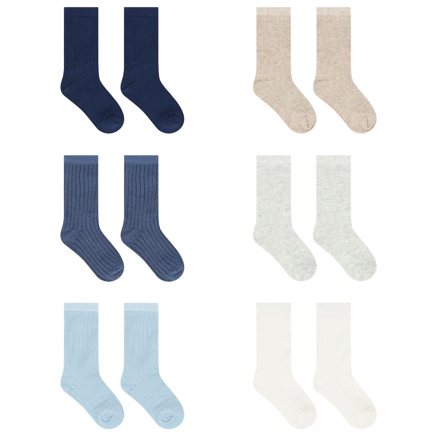 Baby Boys Blue & White Socks (6 Pack), 1, hi-res