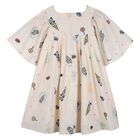 Girls Beige Logo Dress, 1, hi-res