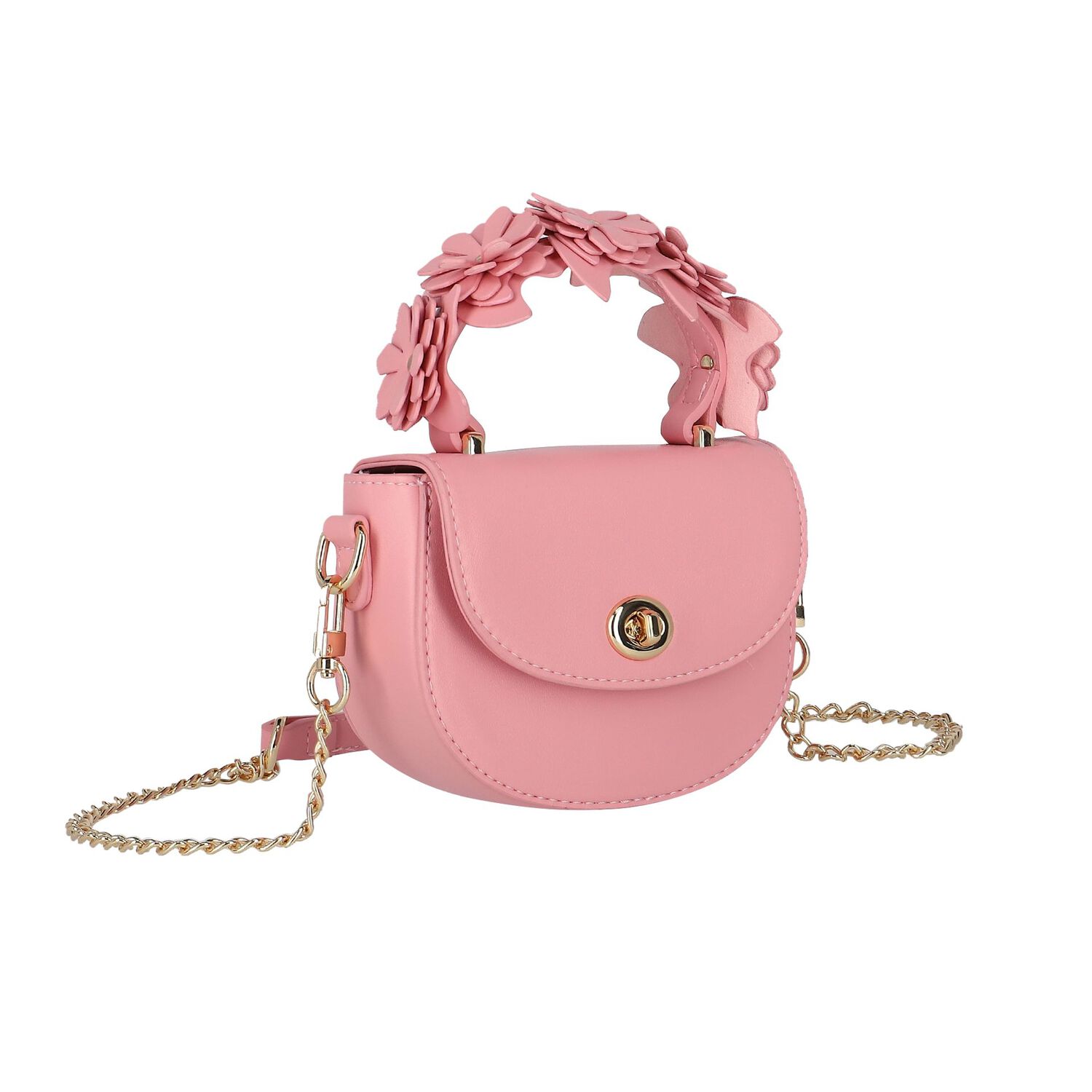 حقيبة بنات يد بطبعة الزهور باللون الوردي, 1, hi-res